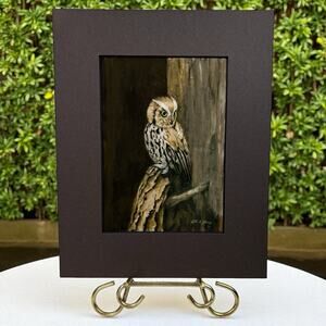Vintage Owl Art Print Alan R Young Signed 2009 Wildlife Rustic Décor Matted 8x10
